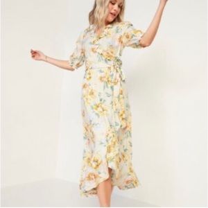 Old Navy Yellow Floral Wrap Dress